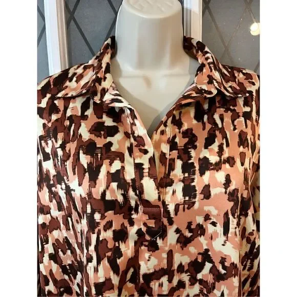 Andrew Marc New York Womens Animal Print Top Blouse Size S - Picture 4 of 9